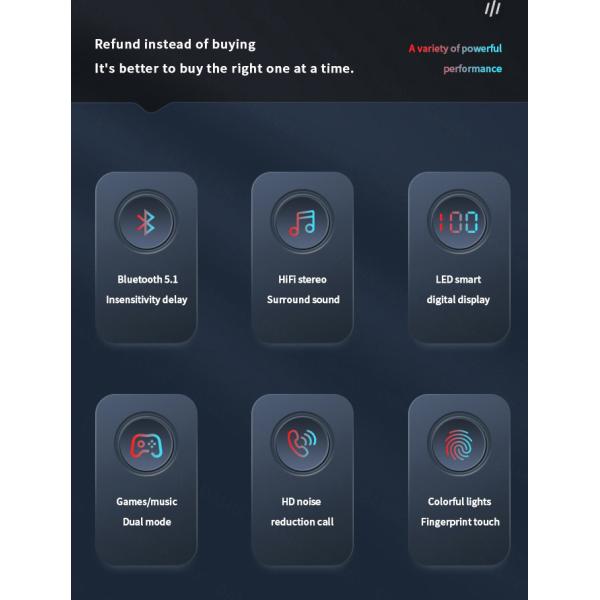 Low Latency Wireless Gaming Buds Dual Mode A2DP HiFi Sound IPX5