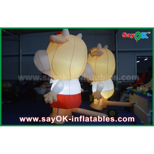 Custom Animal Oxford Cloth Inflatable Cartoon Cattle Cow With LED Lighting