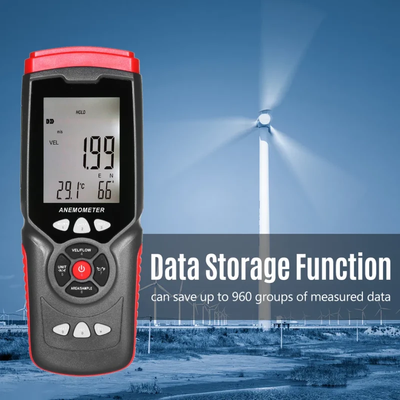 GT8907 Highly Sensitive Digital Anemometer Non Contact For Wind Speed Measurement