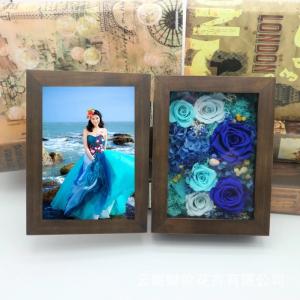 Wholesale Luxury Gift Walnut Wood Photo Frame Preserved Flower Photo Frame For Lover Home Decoration from china suppliers