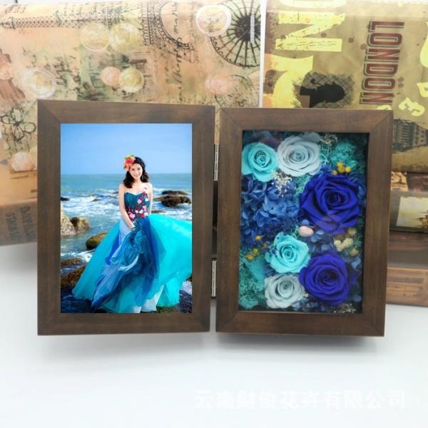 Luxury Gift Walnut Wood Photo Frame Preserved Flower Photo Frame For Lover Home Decoration