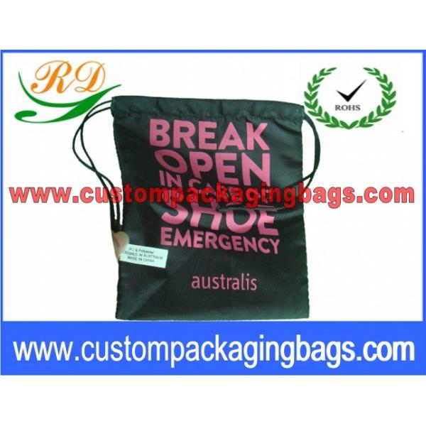 Black Polyester Drawstring Plastic Bags for Shoes or Retail