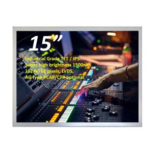 China Sunlight Readable 15 Inch Industrial TFT Display 1000 Nits LVDS 1024x768 Pixel on sale