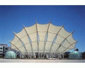 China Q355 Tension Fabric Architecture 120mm 50mm Roof Tensile Membrane Structure on sale
