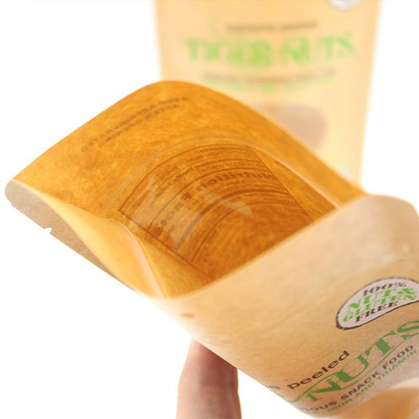 ODM Biodegradable Stand Up Pouches Zipper Top Kraft Window Bags