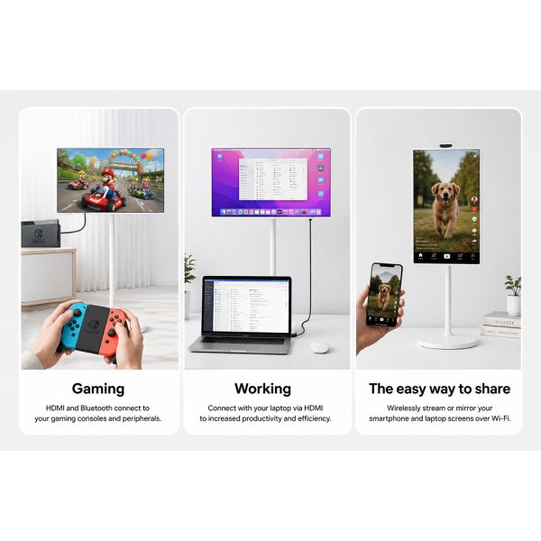 MJK 27" Portable Smart TV Android 13 Smart Display Touch Screen LED Backlight FHD 12V DC for Business/Home Use