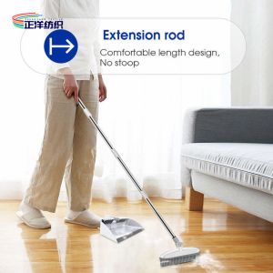 Stainless Steel Small Broom Dustpan Set Combo TPR Bristle Rotatable