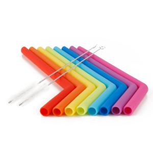 Wholesale Flexible Drinking Smoothie Eco Friendly Silicone Straws Reusable Stainless Steel Drinking Straws with Cleaning Brush from china suppliers