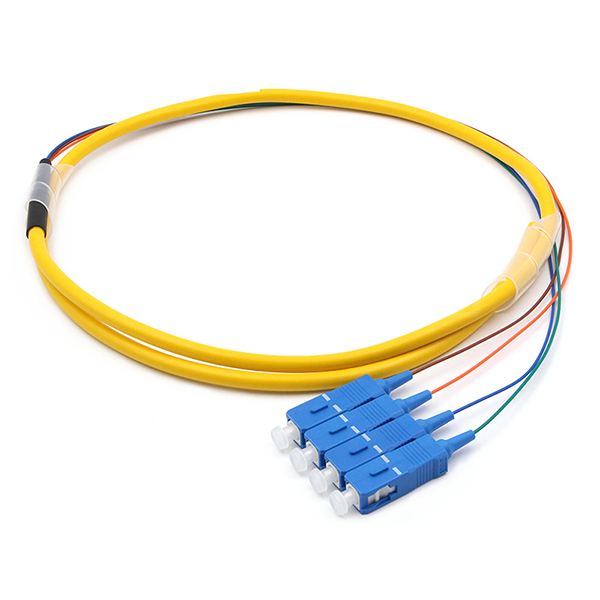 Single Mode Fiber Optic Pigtail 4 Cores PVC Bundle Fan Out Cable OS2 Yellow Jacket