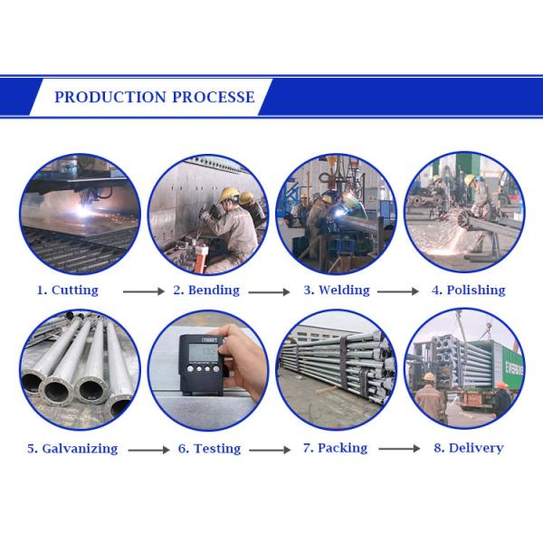 Electric Transmission Steel Utility Pole Hot Dip Galvanized Metal ASTM123 GR50
