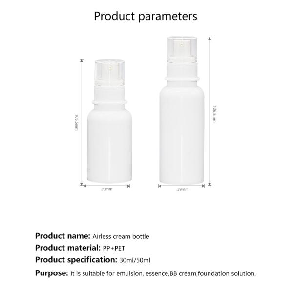 Cosmeceutical 30ml 50ml Empty AS Plastic Airless Pump Bottle For Skin Care Packaging