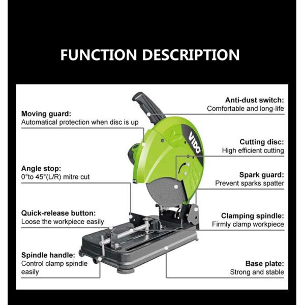 4000/Min 100mm Cutting 2000W Cut Off Chop Bench Saw,There are 2 sets carbon brush and the anti-dust switch
