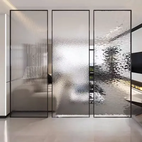 Energy Efficient Low E Coated Corrugated Decorative Glass Panel For Mall Facade Applications