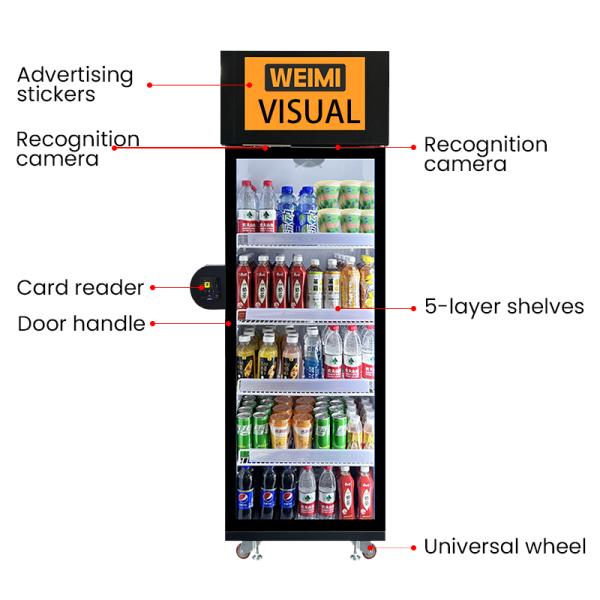 Intelligent Algorithm AI-Powered Vending Machine For Snacks Drinks Fresh Food Fruits Grab And Go Fridge