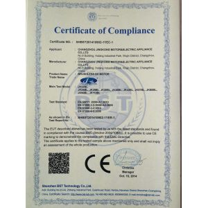 CHANGZHOU JKONGMOTOR CO.,LTD Certifications