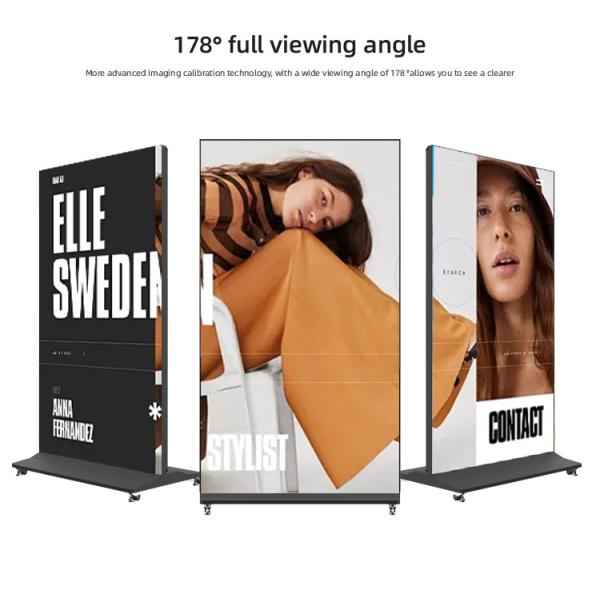 75' Floor Standing LCD Digital Signage Poster Display LCD Splicing Screen for Shopping Mall Events Elevators IP65 Floor Stand