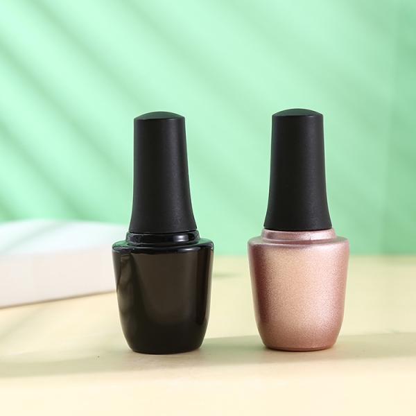 Glass Body Senior PAK Customize Private Label Product 10ml 15ml Empty Unique Black Matte Nail Polish Bottle with Black Cap
