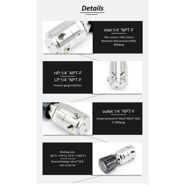 Stainless Steel Pressure Reducing Valve High Pressure Propane Regulator Flow Control