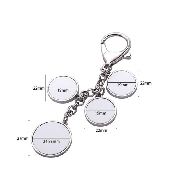 Zinc Alloy Sublimation Blank Metal Key Chain Custom Logo Sublimation Keychains With 4 Round Photo Charms