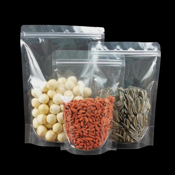 China Custom Printed Stand Up Pouch Clear Transparent Plastic Bag Snack Nut Spice Chili Food Packaging