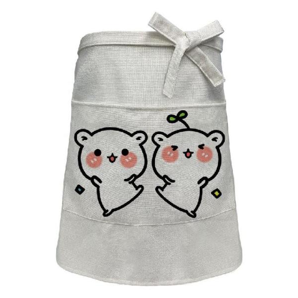 Custom Printed Linen Sublimation Waist Aprons With Pockets Kitchen Coffee Shop