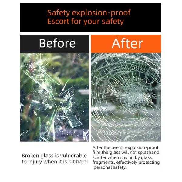 1.52*30M Safety 4mil Transparent Safety Film Explosion-proof Safety Security Window Film Glass Safety Window Film