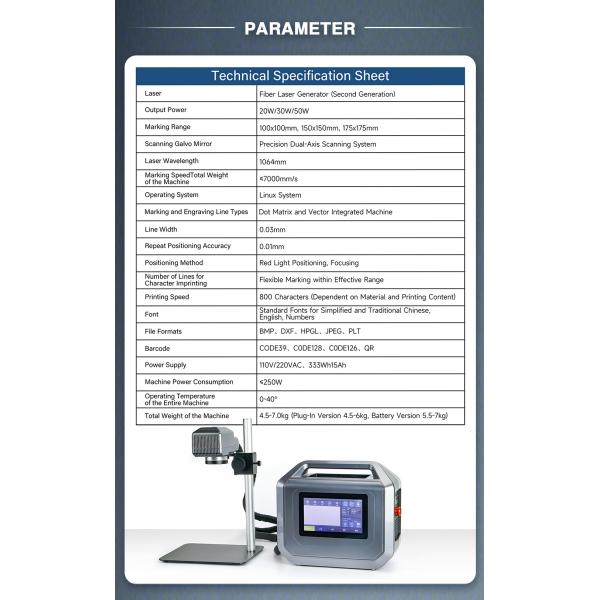 4.5kg Handheld Portable Mini Fiber Laser Marking Machine 20W 30W 50W