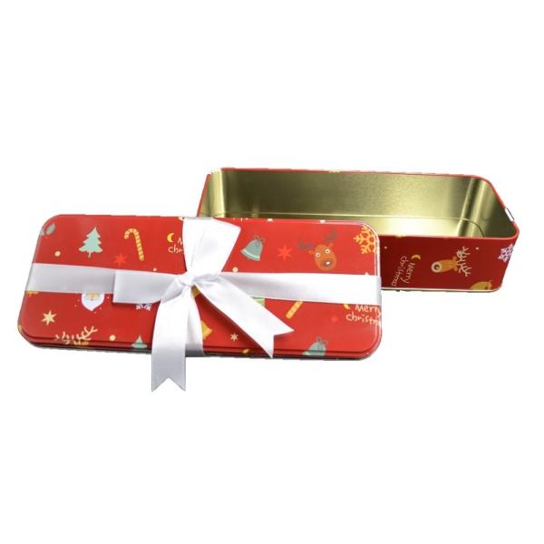 DADI Metal Candy Tin Box Gift Box 235x92x52mm Rectangular Tin Cans with Ribbon