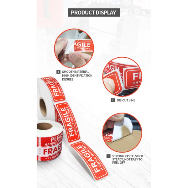 Custom Words Fragile Warning Labels Adhesive Sticker Paper Roll for Shipping