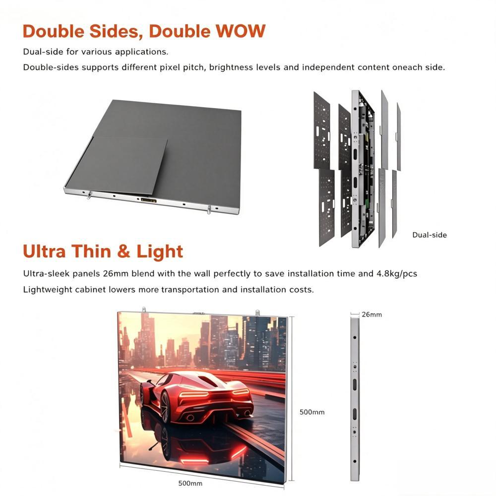 HSCXLED Double Sided High Brightness Hanging Window Ultra-Thin LED Screen Retail Store Advertising Digital Signage LED display