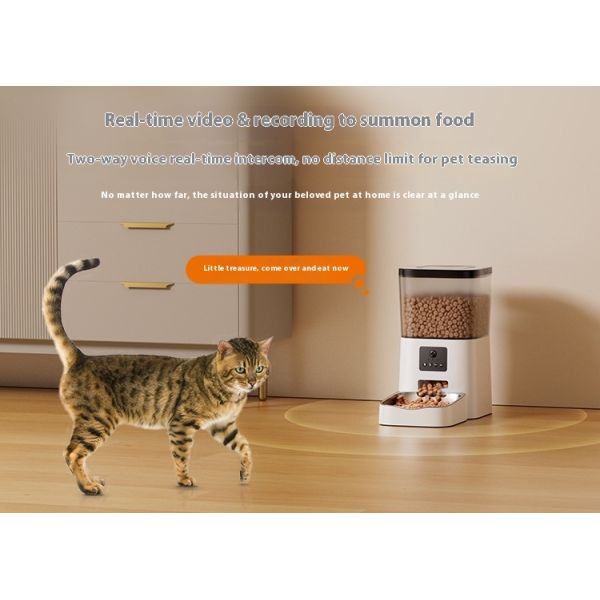 APP/Video Eco-Friendly Intelligent Pet Feeding Machine 4L Capacity Automatic Square IPX5 Waterproof Time Setting Cat/Dog Bowl