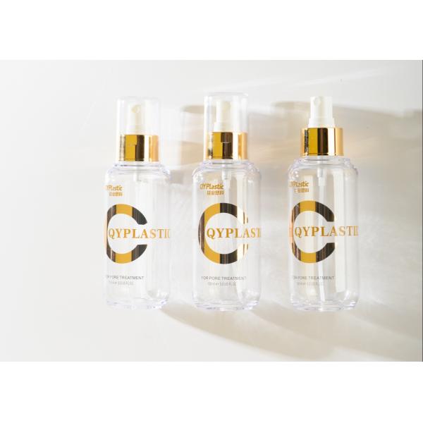 Transparent Thick Wall Plastic PET Bottle With Gold Sprayer Cap