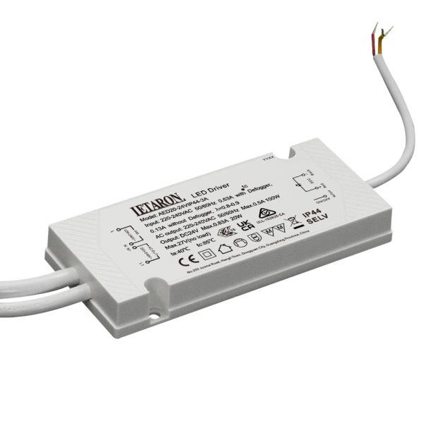 20W Slim LED Driver IP44 Waterproof 24V Power Supply with CE & UKCA Certificate