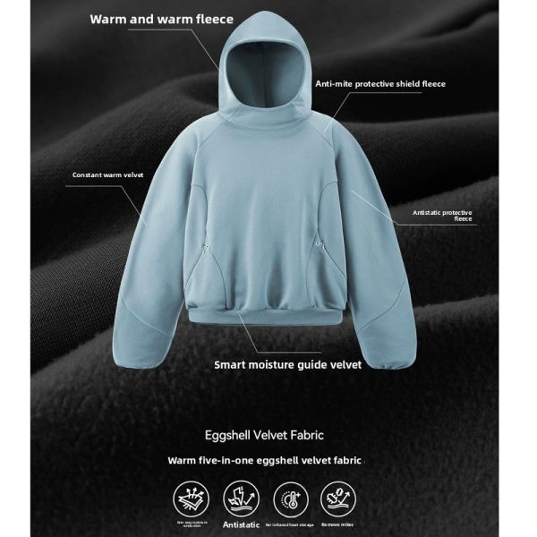 Winter Men's Unisex Hooded Sweater Pants Set 3D Pattern Heat-Transfer Printing Breathable 340g Knitted Flannel Fabric