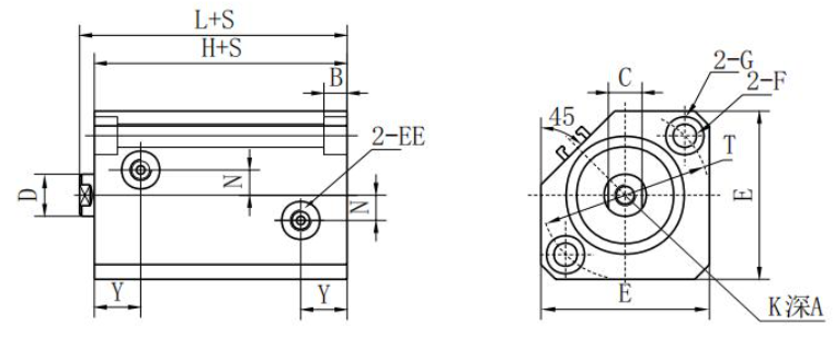 QGY Compact Air Cylinder heavy type Direct installation