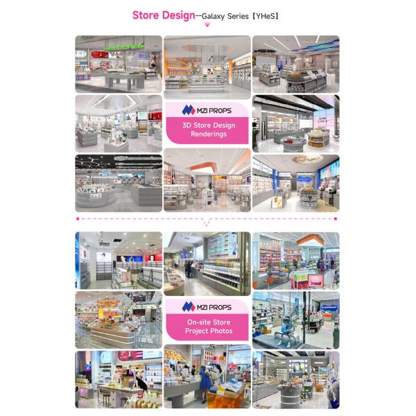 Skincare Store Promotion Display Rack Multi-layer Wooden Beauty Store Stand With Light Strips For Cosmetic Shop Decoration