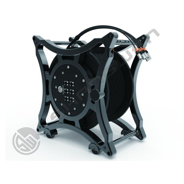 4x16A Multi-Channel Industrial Electric Signal Sockets with 6 Channels and CAT6 SF/UTP Network Cord Retractable Cable Reel