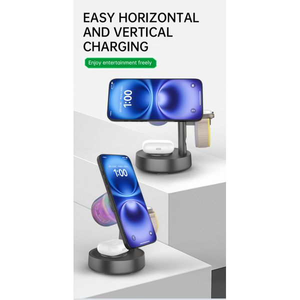 Stylish Qi 2.2 Wireless Charger and Bluetooth 5.2 Speaker Combo Support both Samsung & Apple Devices