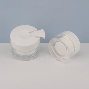 Wholesale Luxury cosmetic container 1 oz 15ml 30 ml 50ml clear acrylic plastic double wall jar white acrylic jar custom logo from china suppliers