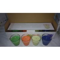 China 100% soy wax glass  candle with high fragrance rate,4 colors assorted in printed gift box for sale