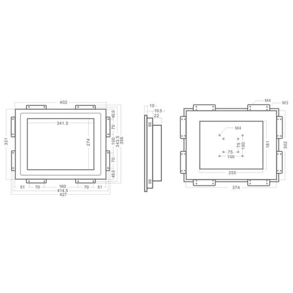 Flat Panel Front Open Frame LCD Monitor For Self Service Vending Machine