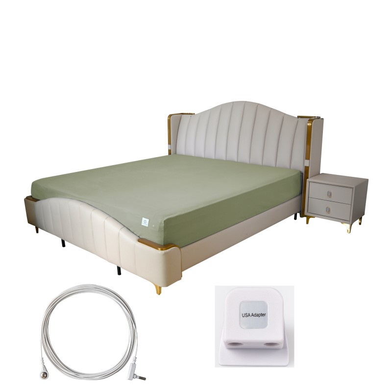 Healthy Grounding Fitted Bed Sheets Earthing with 38cm Bedskirt Earthing Sheets With Earth PU Cord Grounding Safe Adapter