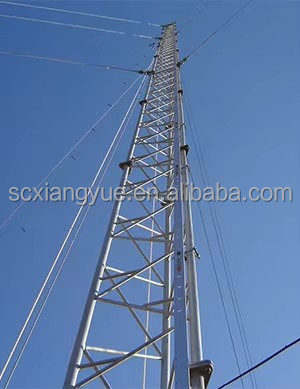 Hot Dip Galvanized Guyed Wire 3 Legged Steel Pipe Lattice Microwave Telecommunication Tower
