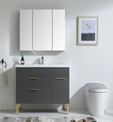 Apartment Bathroom Vanity Combo with Mirror Customized Waterproof Modern Cabinets
