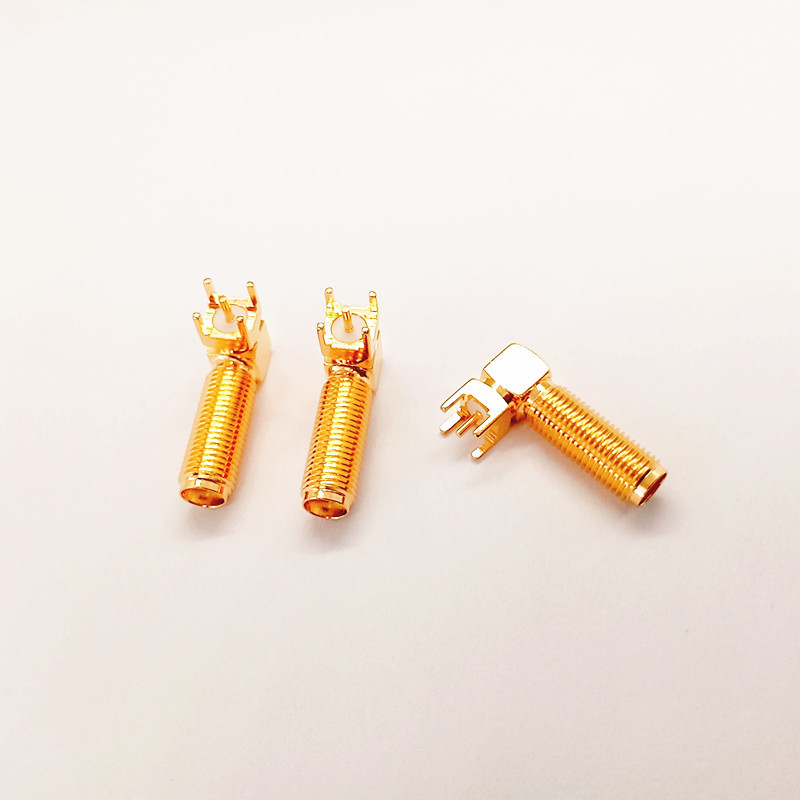 Gold-plated brass SMA Female Right Angle PCB Connector DC-6GHz RF Coaxial Connector SMA-KYWE