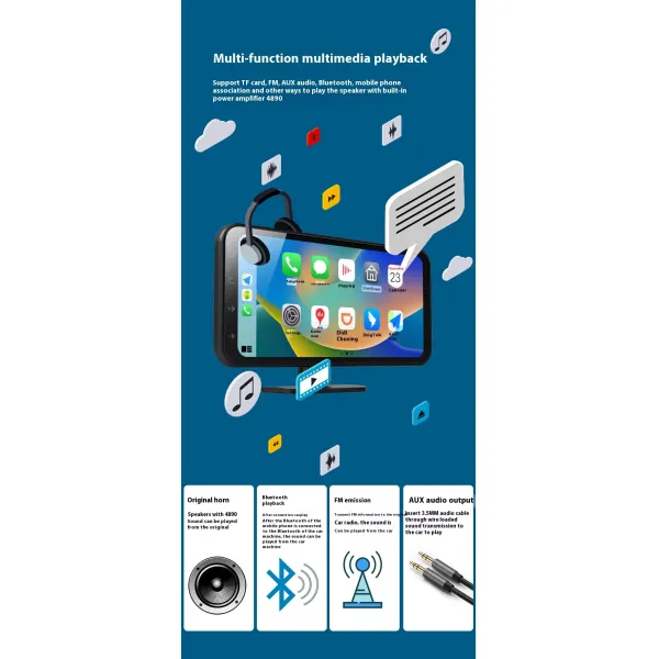 6.25 Inch Bluetooth Wireless Carplay Dashcam High Definition Recording