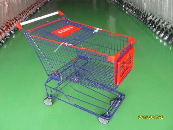 Quality Supermaket store 150L asian style Wire Shopping Trolley carts with wheels for sale