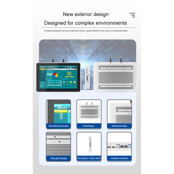 Industrial 10.1 Inch RS232 Embedded/Wall Mount All-In-One Computer IP65 Waterproof I3 I5 J1900 CPU Capacitive Touch Panel Pc