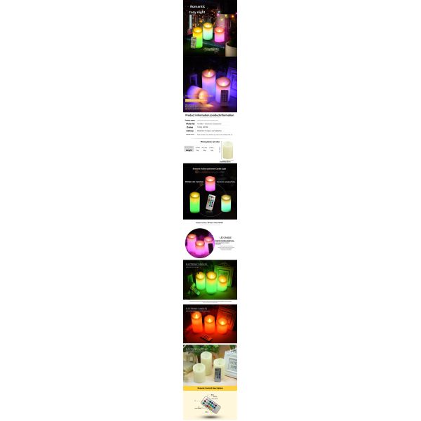 Color Changing LED Flameless Candle with Remote Control and Battery Operated Pillar Candle