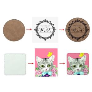 Custom Print Logo Sublimation Blanks Coasters Round Square Colorful PU Leather